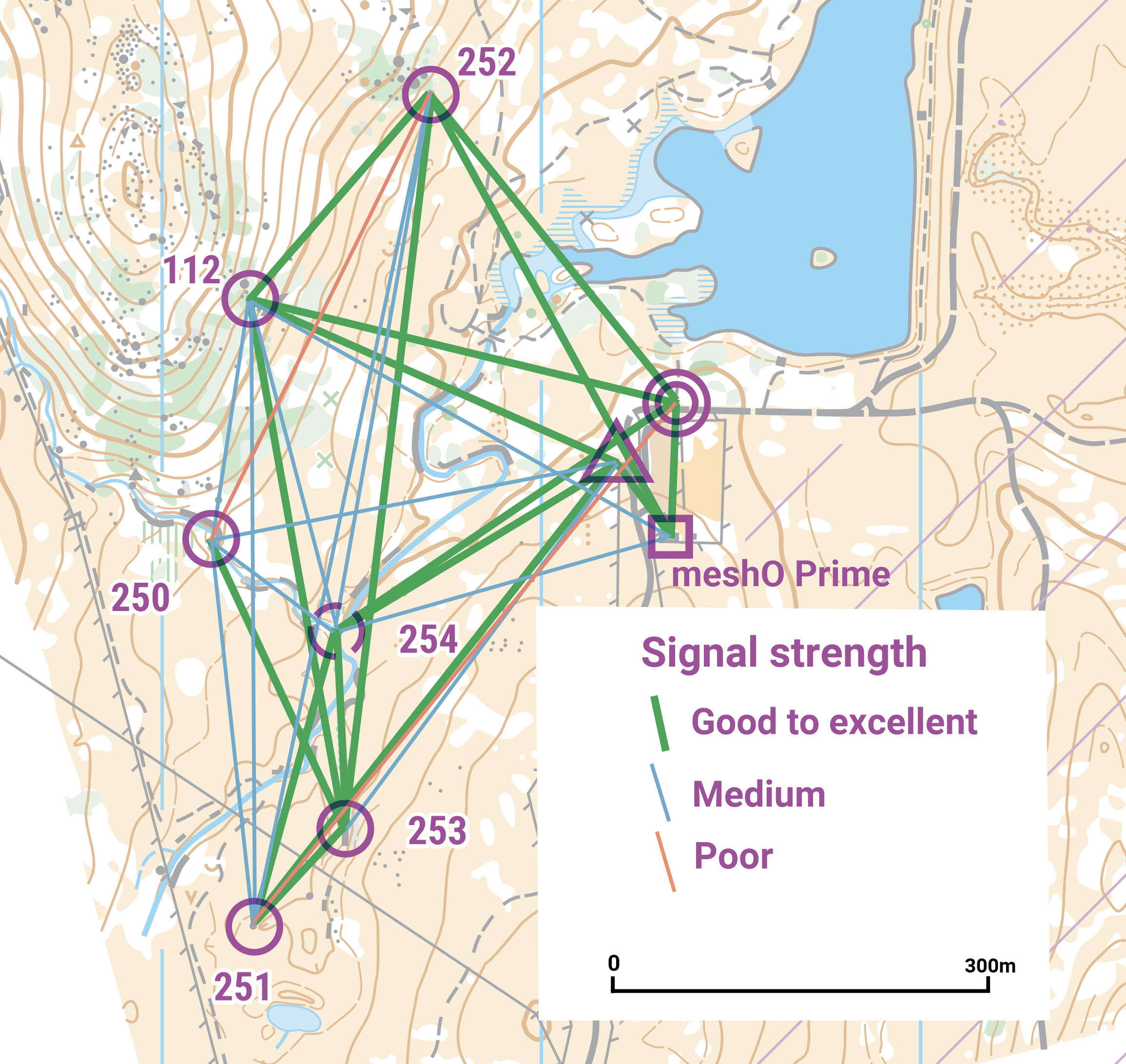 meshO network on map